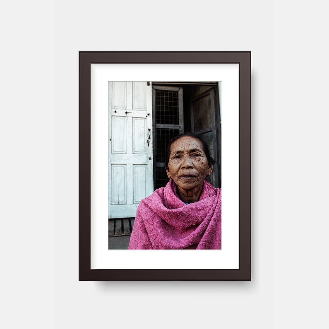 woman wearing pink towel framed1