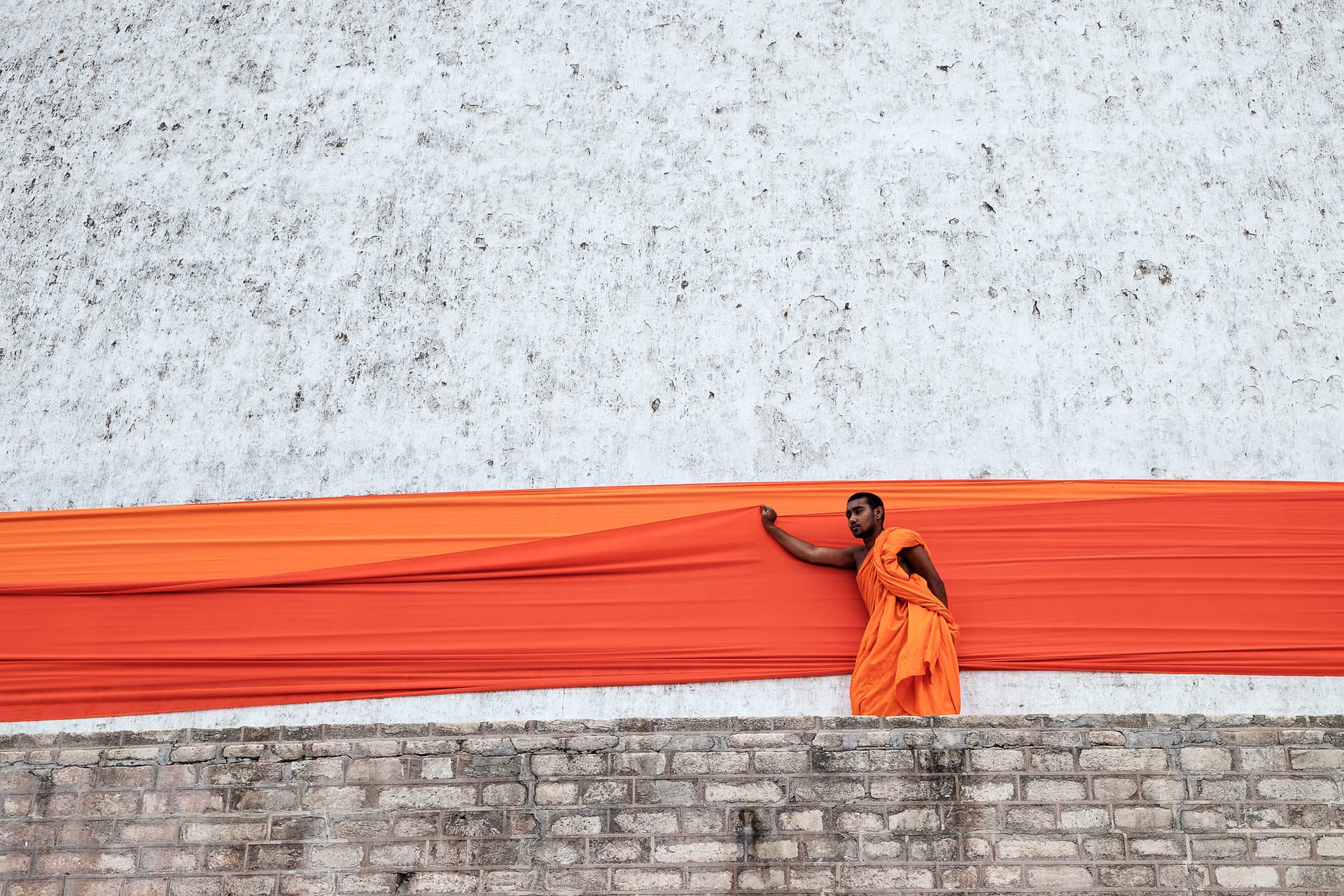 Sri Lanka Anuradapura 2015 Monk In Orange Feature
